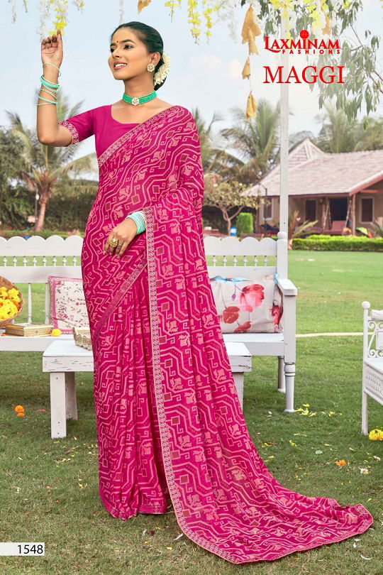 Laxminam Maggi Fancy Ethnic Wear Wholesale Printed Georgette Sarees Catalog
